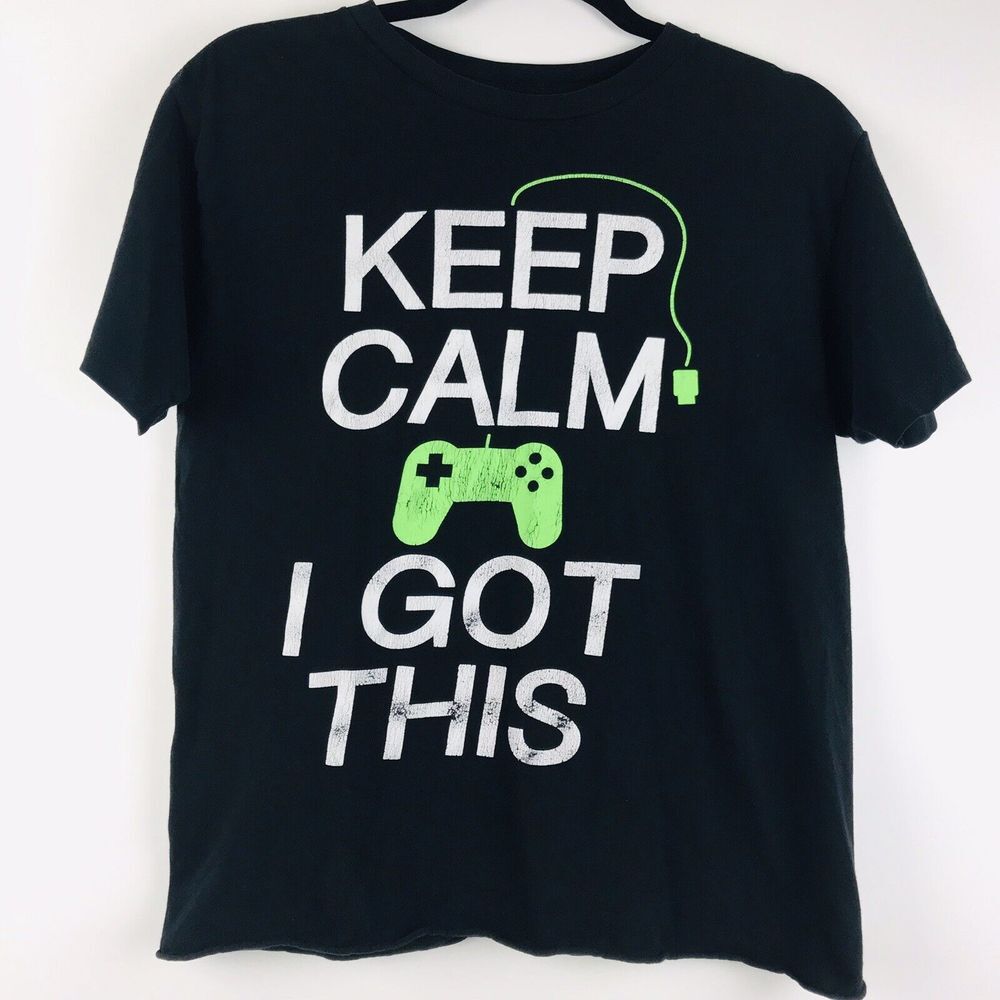 Keep Calm I Got This Boys‎ Video Game T-Shirt Black Green Size L